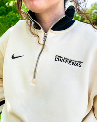 Central Michigan University Chippewas Natural Cream & Black Women’s Crop ¼ Zip