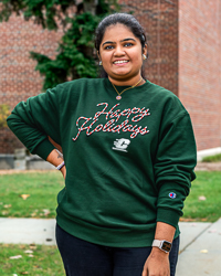 Action C Happy Holidays Candy Cane Script Green Holiday Crewneck Sweatshirt