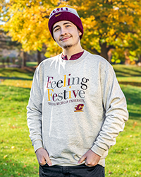 Action C Feeling Festive Central Michigan University Oatmeal Holiday Crewneck Sweatshirt