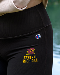 Action C Central Michigan Black Women's Ribbed Flare Pants
