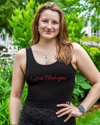 Central Michigan Script Black Women's Crop Tank Top