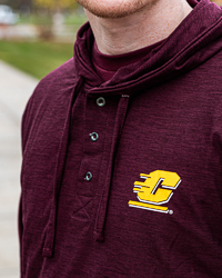 Action C Dark Maroon Henley Hooded T-Shirt