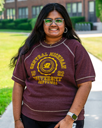 Central Michigan University Chippewas Faux Seal Maroon Women's Short Sleeve Raglan Crewneck