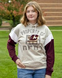 Property of Ath. Dept. Action C Oatmeal & Maroon Color Block Hoodie