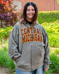 Central Michigan Distressed Graphite Gray Full Zip Hoodie