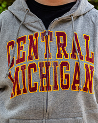 Central Michigan Distressed Graphite Gray Full Zip Hoodie