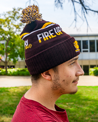Action C Fire Up Chips! Maroon & Gold Fleece Lined Knit Pom Hat
