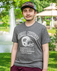 Central Michigan Chippewas Football Distressed Heather Gray T-Shirt