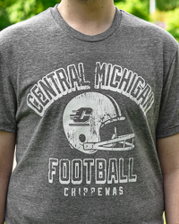 Central Michigan Chippewas Football Distressed Heather Gray T-Shirt