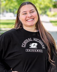 Central Michigan Chippewas Action C Women's Black Sueded Crop Crewneck Sweatshirt