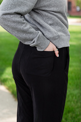 Action C Black Women's Sueded Wide Leg Pants
