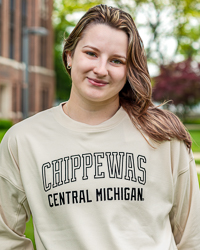 Central Michigan Chippewas Women's Ivory Sueded Crop Crewneck Sweatshirt