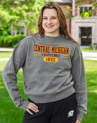 Central Michigan Chippewas 1892 Women's Gray Crop Crewneck Sweatshirt