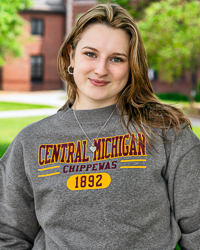 Central Michigan Chippewas 1892 Women's Gray Crop Crewneck Sweatshirt