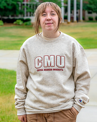 CMU Sherpa Block Letters Central Michigan University Oatmeal Crewneck Sweatshirt