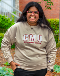 CMU Sherpa Block Letters Central Michigan University Women's Cocoa Butter Crewneck Sweatshirt