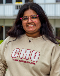 CMU Sherpa Block Letters Central Michigan University Women's Cocoa Butter Crewneck Sweatshirt