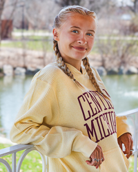 Central Michigan Sun Ray Yellow Corded Hoodie
