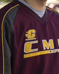 Action C CMU Chippewas Maroon & Gray Pullover Coach Jacket