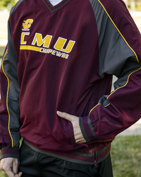 Action C CMU Chippewas Maroon & Gray Pullover Coach Jacket