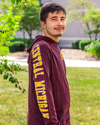 Action C Central Michigan Maroon Raglan Hooded T-Shirt