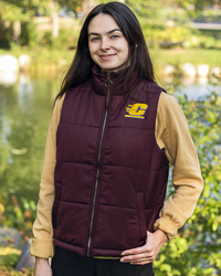Action C Maroon Women’s Full Zip Puffer Vest