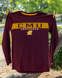 CMU Chippewas Action C Central Michigan Maroon Youth Long Sleeve T-Shirt