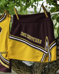 Action C Central Michigan Girls Maroon & Gold 2 Piece Glitter Cheer Set