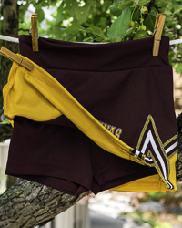 Action C Central Michigan Girls Maroon & Gold 2 Piece Glitter Cheer Set