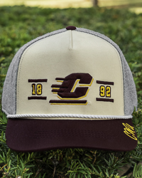 1892 Action C CMU Central Michigan Tan, Maroon, and Gray Snapback Hat