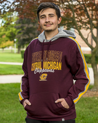 Repeating Central Michigan Script Chippewas Action C Maroon & Gray Hoodie