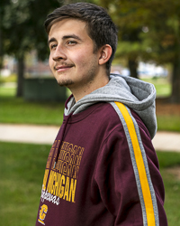 Repeating Central Michigan Script Chippewas Action C Maroon & Gray Hoodie