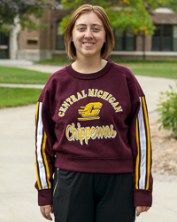 Central Michigan Script Chippewas Action C Women’s Maroon Crop Crewneck Sweatshirt