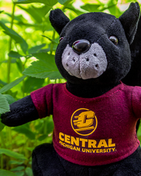 Black Squirrel Stuffed Animal with Central Michigan University T-Shirt