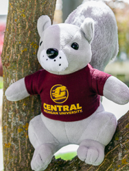 Gray Squirrel Stuffed Animal with Central Michigan University T-Shirt
