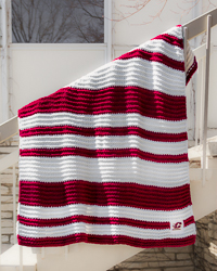 Action C Maroon & White Striped Cable Knit Blanket