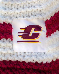 Action C Maroon & White Striped Cable Knit Blanket