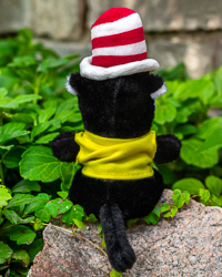 Celebrity Palm Pals Black & White Cat in the Hat Stuffed Animal with Action C T-Shirt