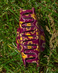 Action C CMU Maroon & Gold Daisy Print Hair Claw Clip