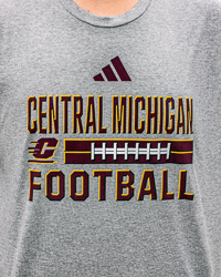 Central Michigan Football Action C Football Laces Gray T-Shirt