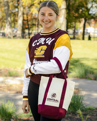 Action C Central Michigan University Ivory & Maroon Mini Canvas Tote Bag