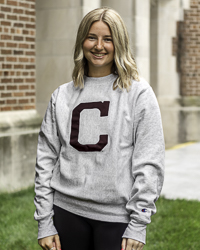 Block C Vintage Appliqué Reverse Weave® Gray Crewneck Sweatshirt