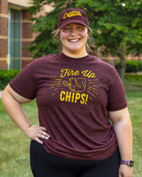 Fire Up Chips! Squirrel Graphic Vintage Maroon T-Shirt