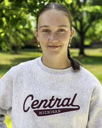 Central Michigan Vintage Tail Sweep Appliqué Reverse Weave® Gray Crewneck Sweatshirt