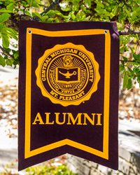 Central Michigan University Seal Alumni Maroon & Gold Felt Dovetail Banner