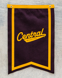 Central Michigan Vintage Tail Sweep Maroon & Gold Felt Dovetail Banner