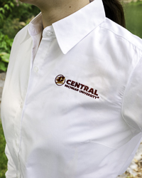 Action C Central Michigan University White Women’s Long Sleeve Button Down