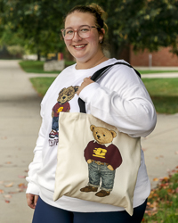 Action C Teddy Bear Tan Canvas Tote Bag