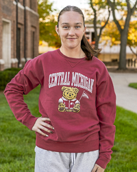 Central Michigan Chippewas Teddy Bear Crimson Crewneck Sweatshirt
