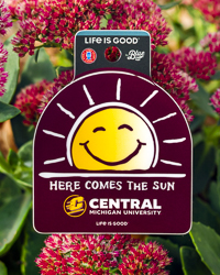 Central Michigan University Here Comes the Sun Life is Good Maroon Sticker
